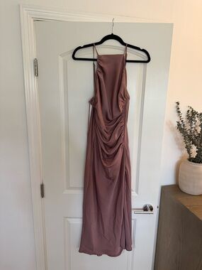 Astr Draped Mauve Midi Slip Dress